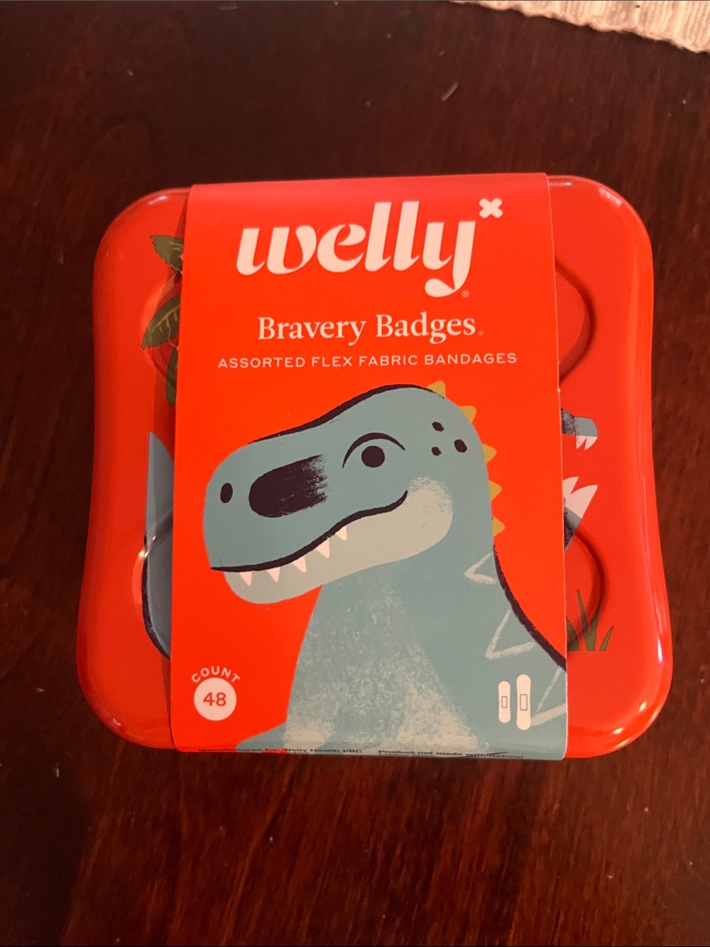 Welly Bravery Badges Kids Fabric Bandages - Red Dinosaur Tin